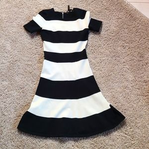 BCBG Striped stretch flare dress sz xxs